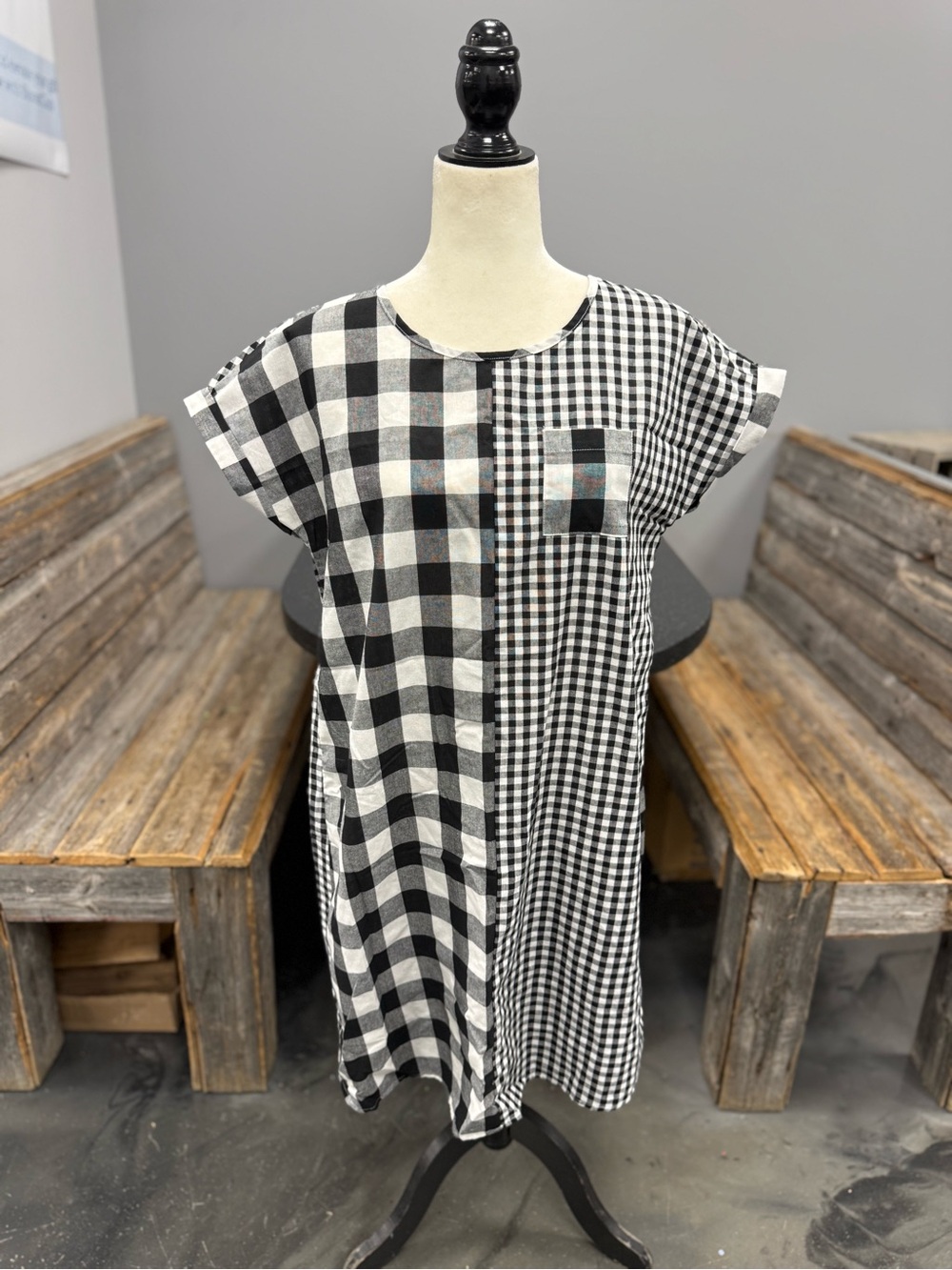 Black & White Gingham Mix Tunic